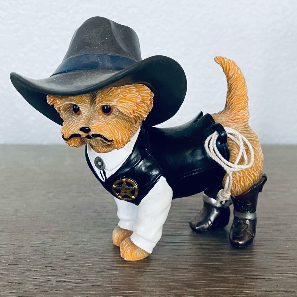 Hamilton Collection Spurs N Furs Yorkie Dog Wild West Cowboy Figurine